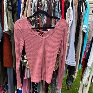 Women's Pink Ribbed Top